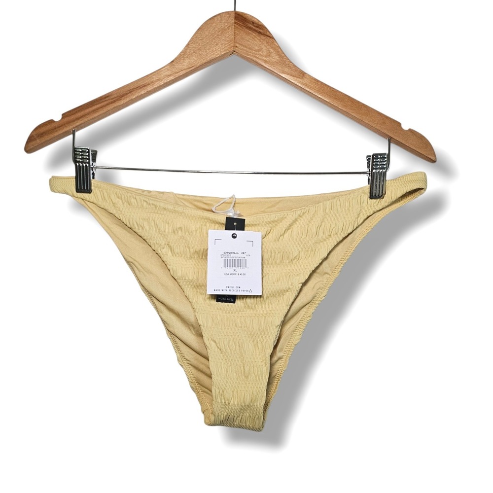 O'Neill Bikini Bottoms XL Womens Butter Yellow Saltwater Solids Textured NEW $45
